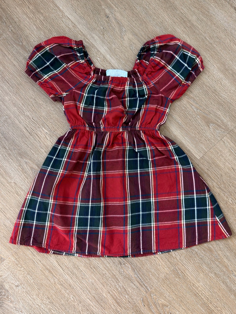 Hill House Red Plaid Puff-Sleeve Dress